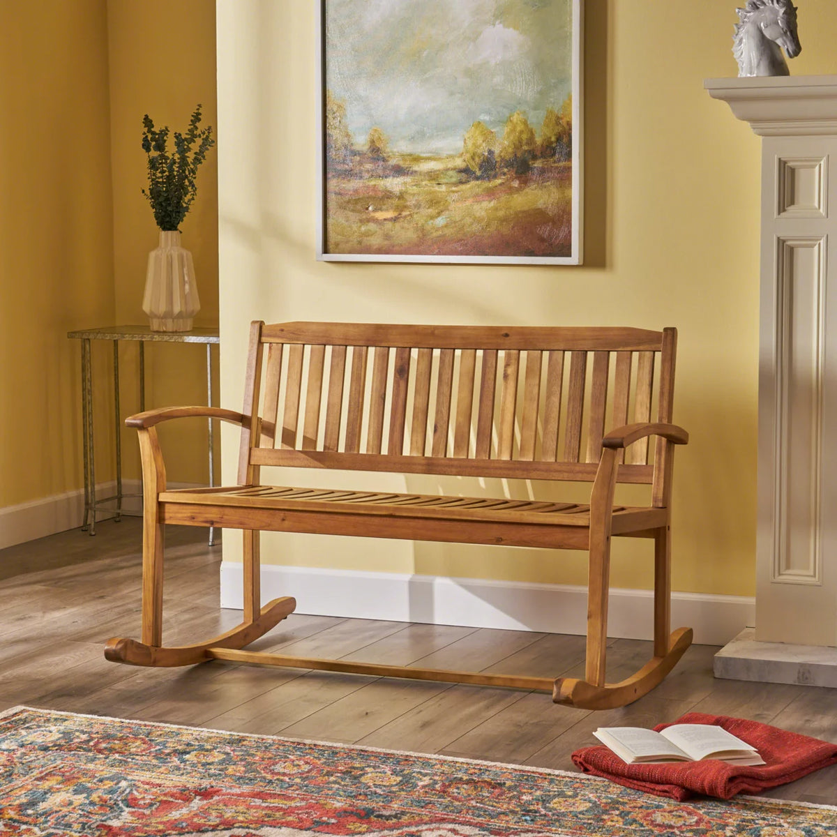 Acacia Wood Rocking Loveseat I111
