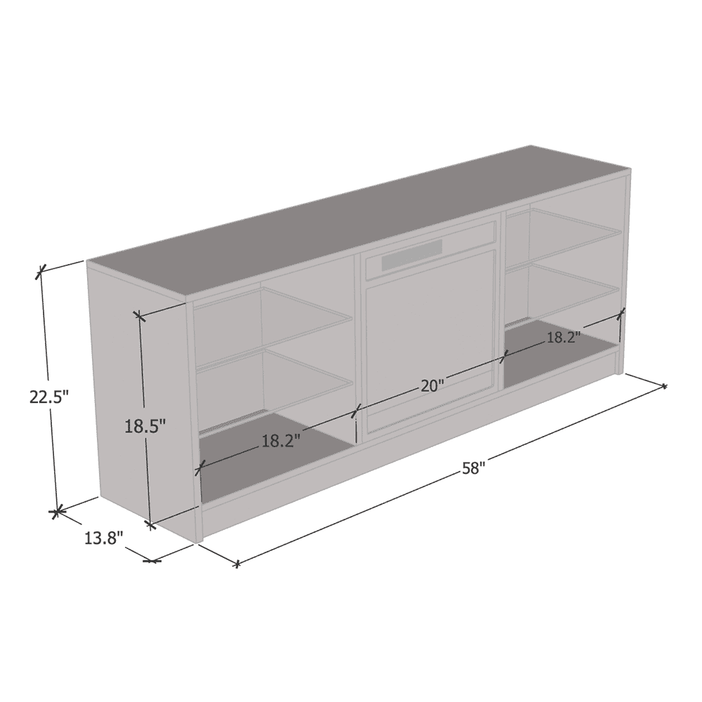 High Gloss Fireplace TV Stand with Storage Cabinets and LED Lights E390