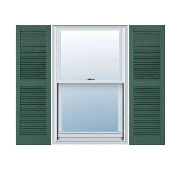 18 inchw x 66 inchh Vinyl Open Louver Shutters with Shutter-Loks, Forest U418902