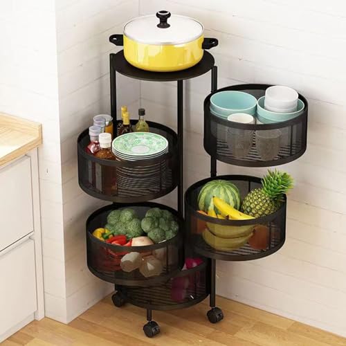 5-Tier Black Metal Rolling Fruit Basket D324160