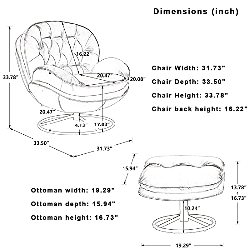 Velvet Swivel Accent Chair with Ottoman Set (Fruit Green) N490210