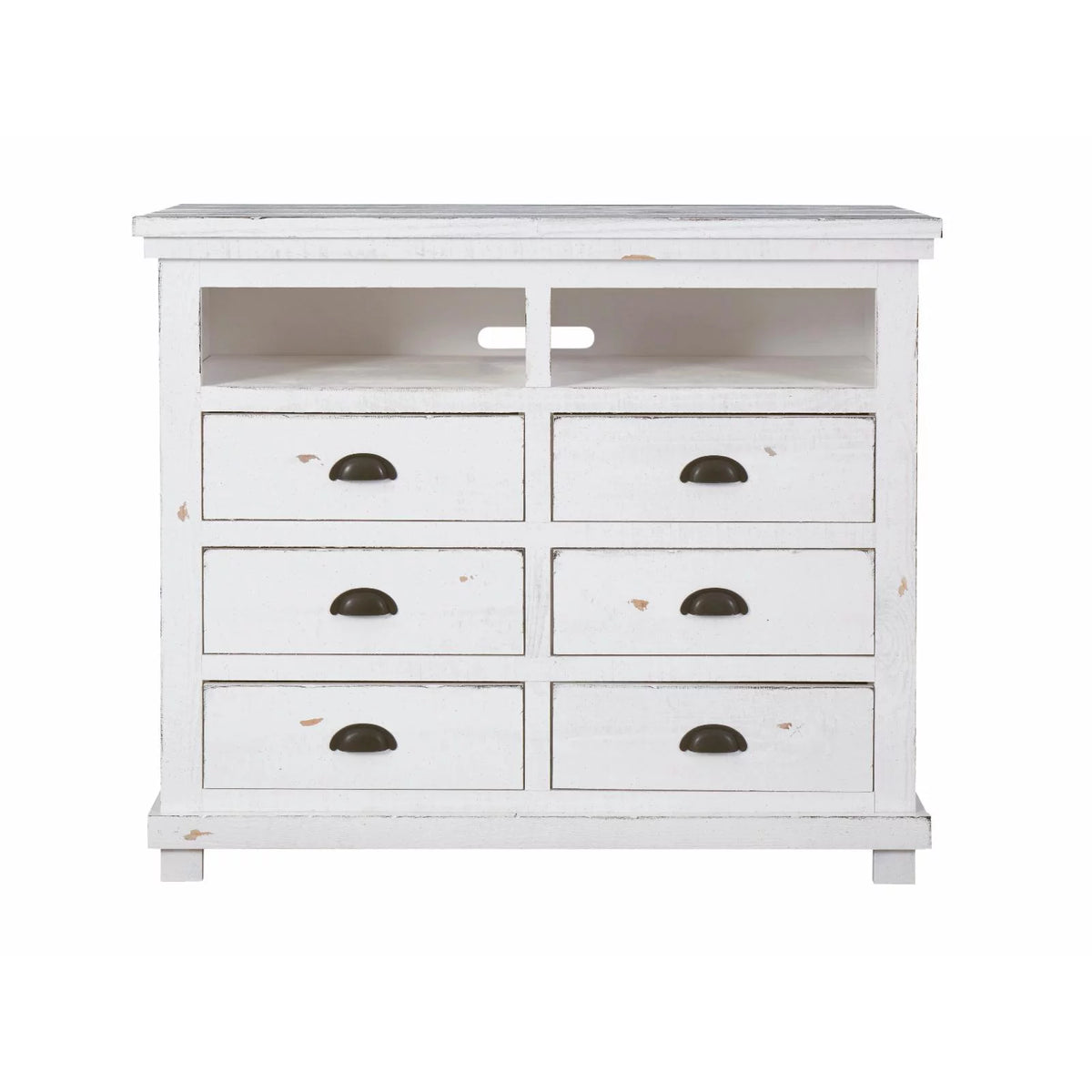 6 Drawer Media Chest in Distressed Pine W96931