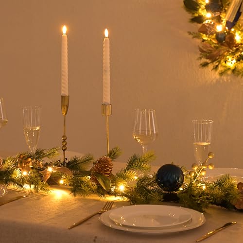 6Ft Prelit Christmas Garland with Pine Cone, Bow Ornaments (Green Gold) O759