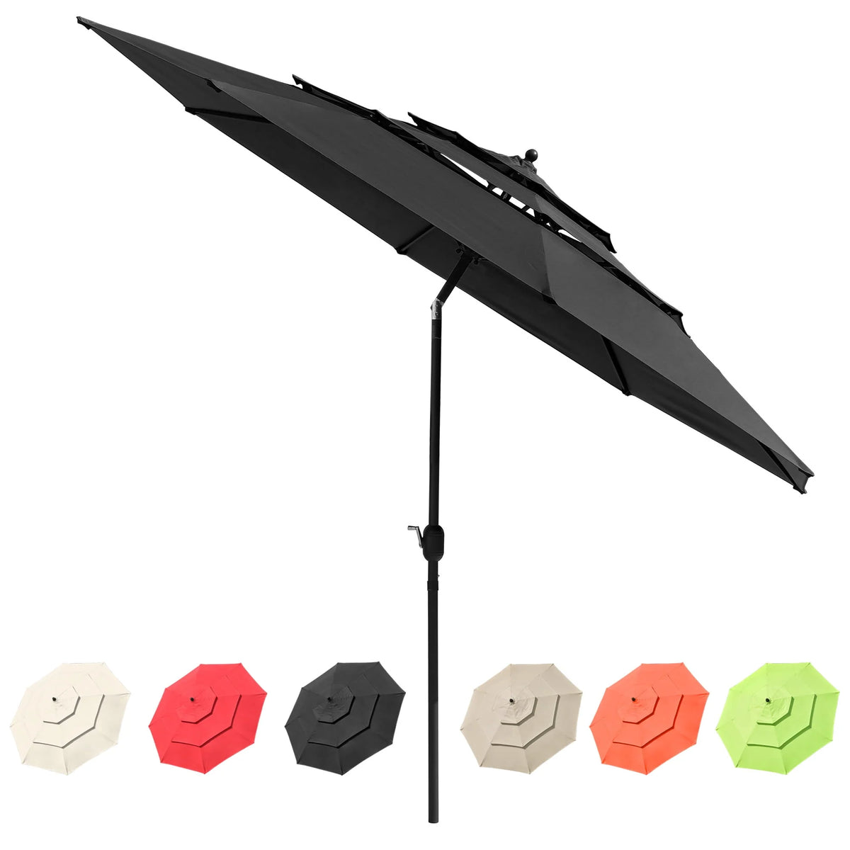 10 Ft 3 Tier Patio Umbrella with Crank Handle R406913