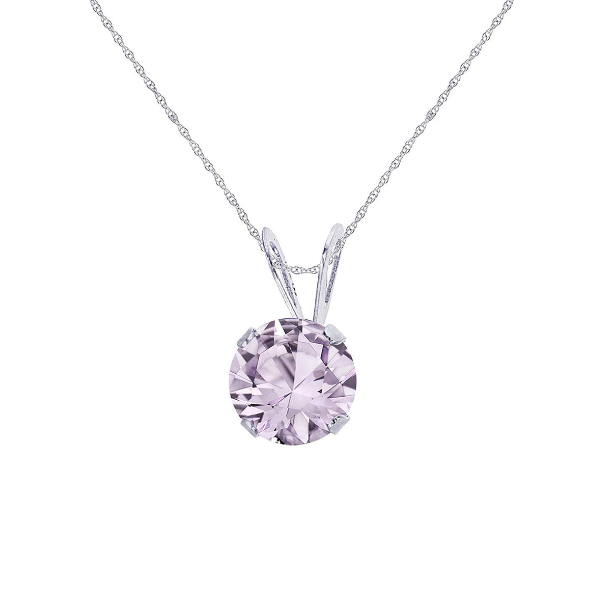 Solid 10K Yellow White Rose Gold 5mm Round Gemstone Birthstone 18" Rope Chain Necklace G573