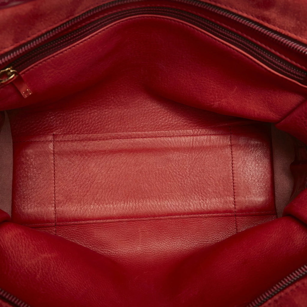 Red Suede Enamel Handbag N6867