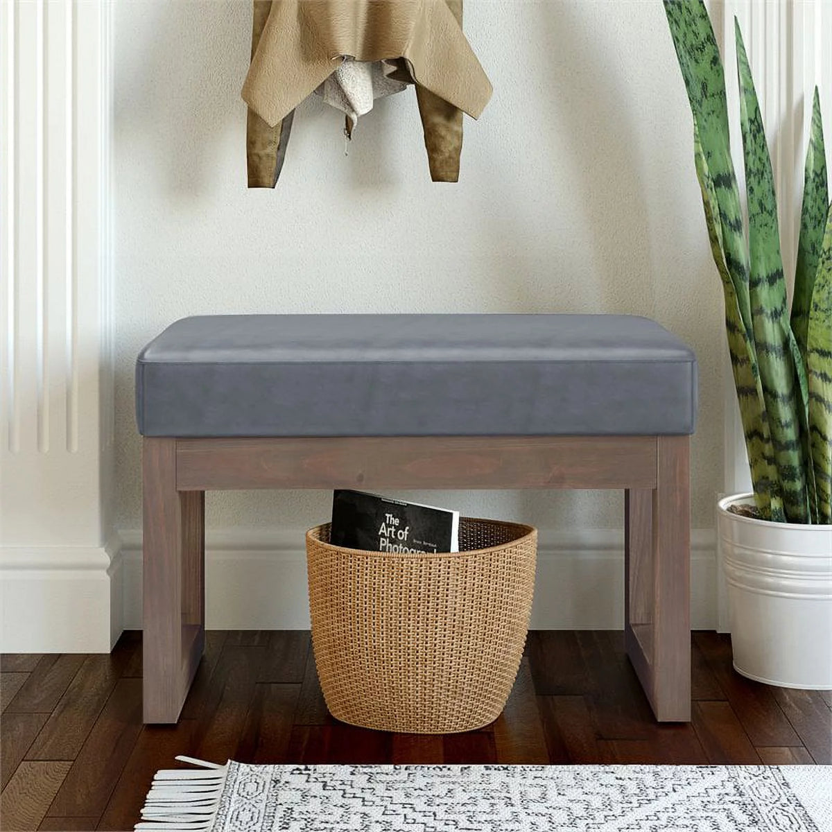 26" Wide Faux Leather Entryway Bench Q29069