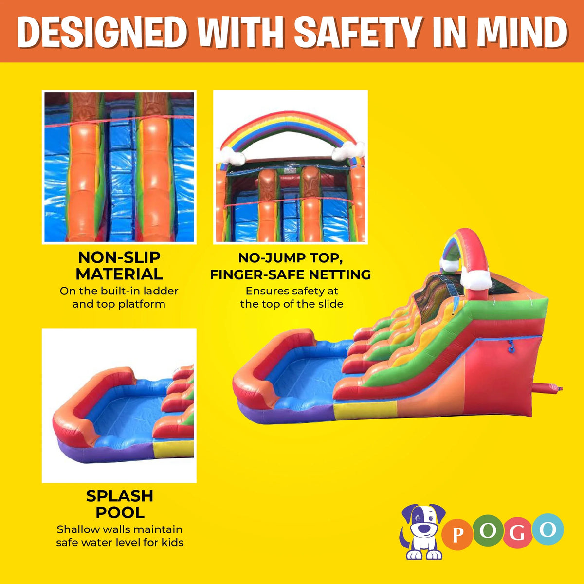 Rainbow Cloud Inflatable Double Water Slide with Blower, 13 Ft F873