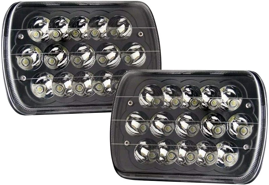Black Pair 7x6 5x7 LED Headlights Sealed Beam Replacement Pack of 2 Q2763