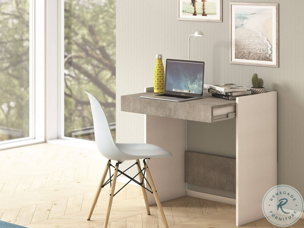 White Wood Grain and Gray Melamine Office Desk N2956