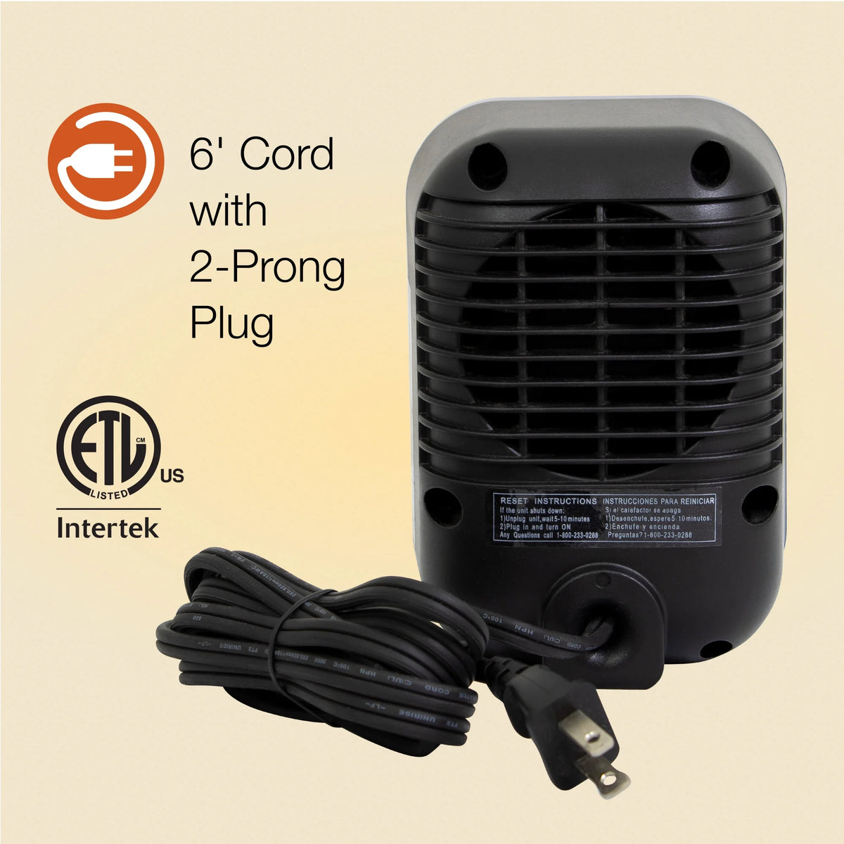 Black 6" Personal Tabletop Space Heater V991