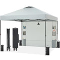 10'x10' Pop Up Canopy Tent with 1 Sidewall and 6 Pockets, White T7413
