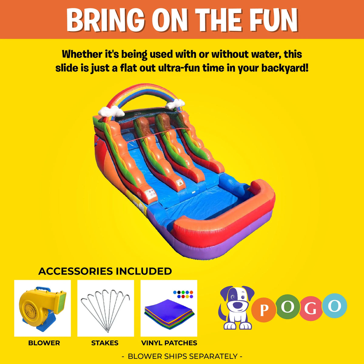 Rainbow Cloud Inflatable Double Water Slide with Blower, 13 Ft F873