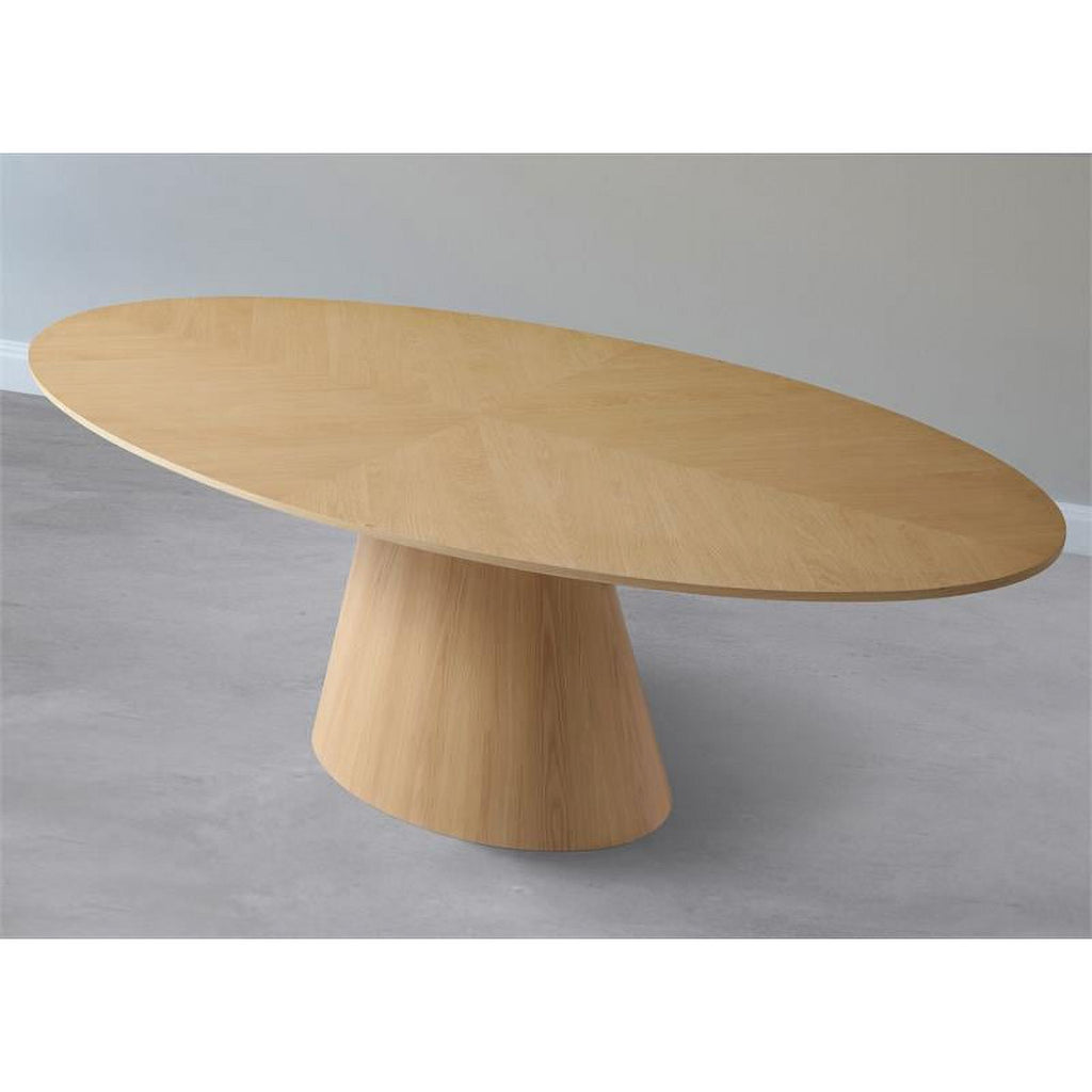 Oval Top Wood Veneer Dining Table in White Oak Z781