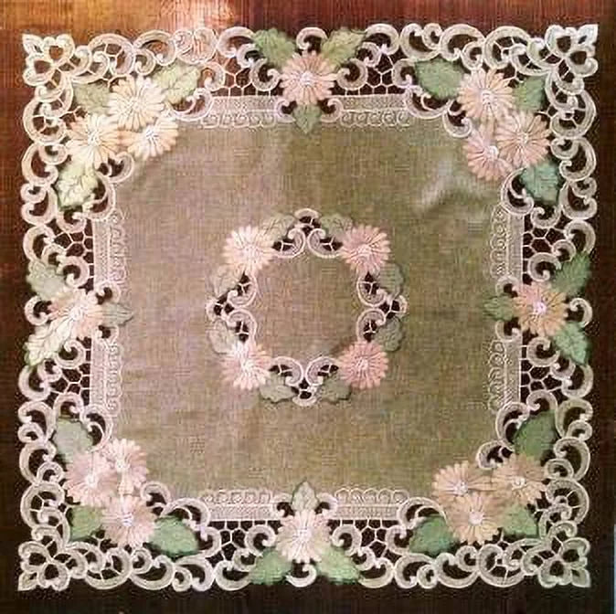 Square Embroidered Tablecloth or Table Topper 34 inches M787302