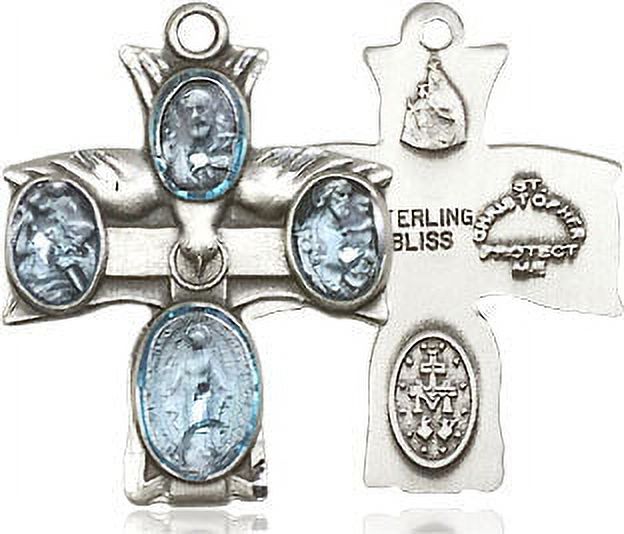 Medium Sterling Silver Catholic 4-Way Cross Medal R8154
