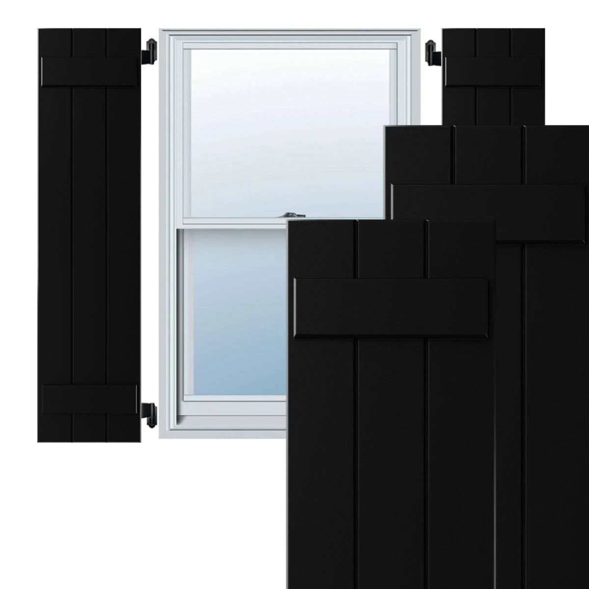 Black Composite Board-n-Batten Shutters (Per Pair) R24415