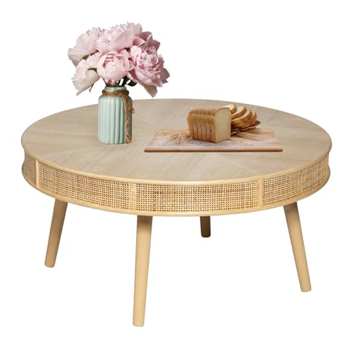 2-Piece Solid Wood Rattan Coffee Table Set R45037