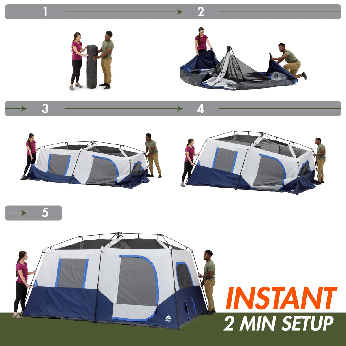 13' x 9' 8-Person Cabin Tent with LED Lighted Poles B8434