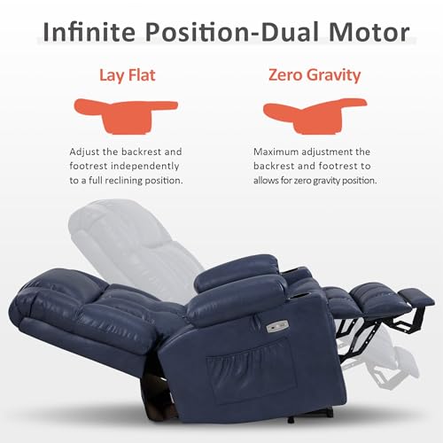 Dual Motor Power Lift Recliner Chair with Heat and Massage, Faux Leather (Black, Medium) T68349
