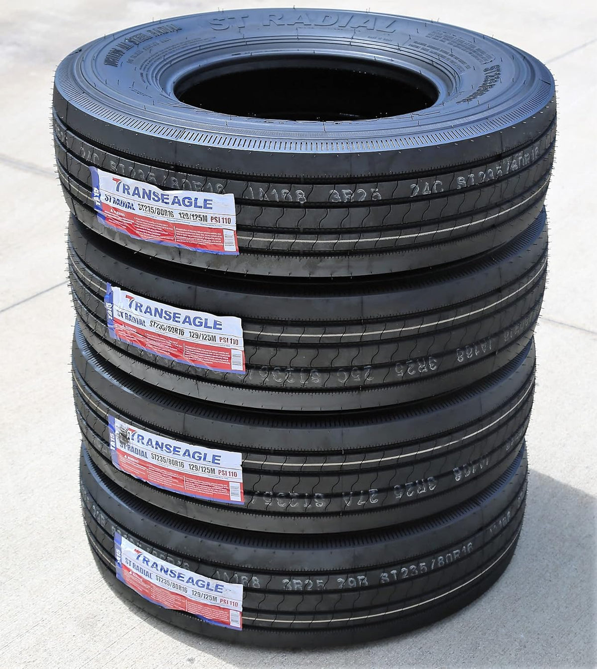 Set of 2 ST235/80R16 All Steel Trailer Radial Tires, 14-Ply, Load Range G X86863