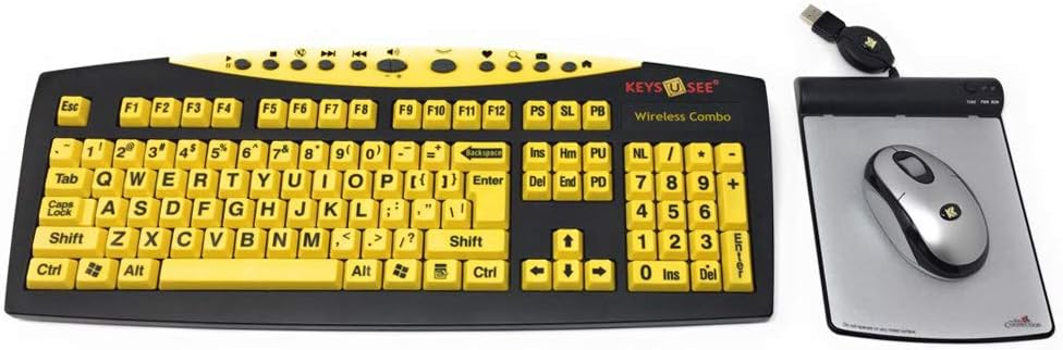Yellow Keyboard with Wireless Optical Mouse and USB Wired Magic Pad M863854