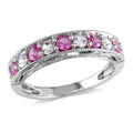 Sterling Silver Anniversary Band with Created White and Pink Sapphire U326