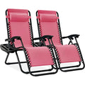 Set of 2 Black Adjustable Steel Mesh Zero Gravity Lounge Chair Recliners F473908