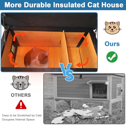 Outdoor Insulated Cat House with Escape Door L756