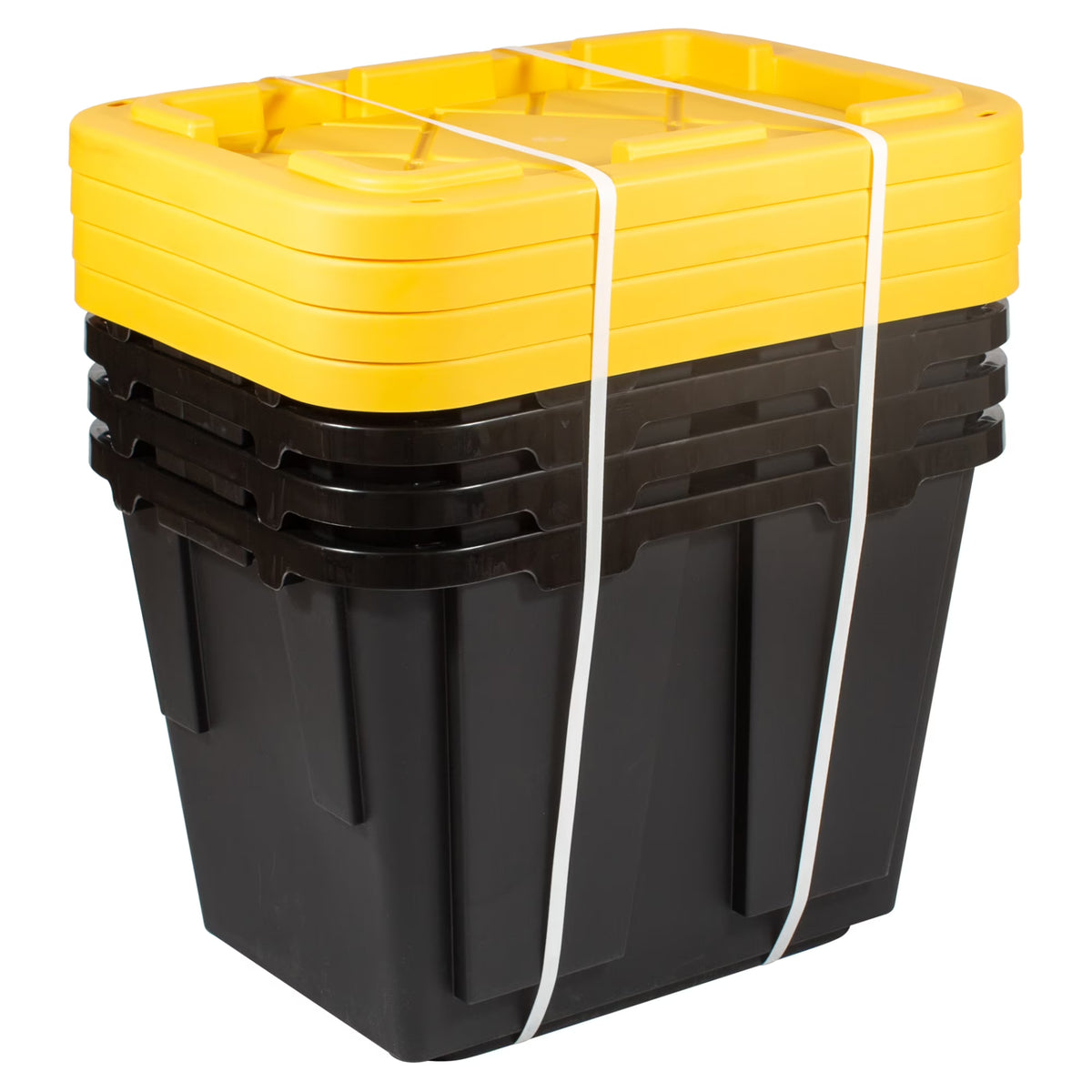 12-Gallon Black/Yellow Pack Of 4 Storage Totes M994