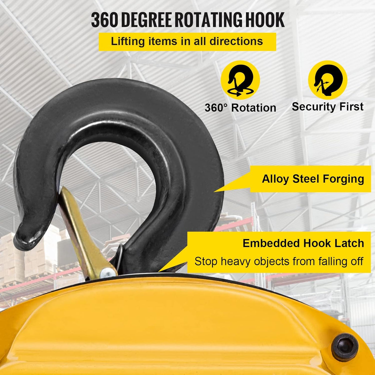 Chain Hoist 1100lbs 10ft Yellow Pack of 2 Y80901