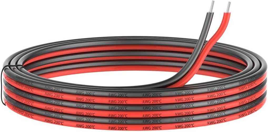 8 Gauge Silicone 2 Conductor Parallel Cable, 33ft, Red Black Z52950