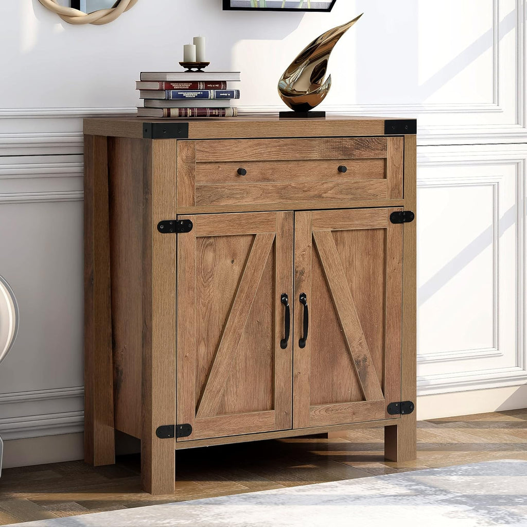 Dark Grey Wood Sideboard Storage Cabinet with Drawer and Cabinet Y17393
