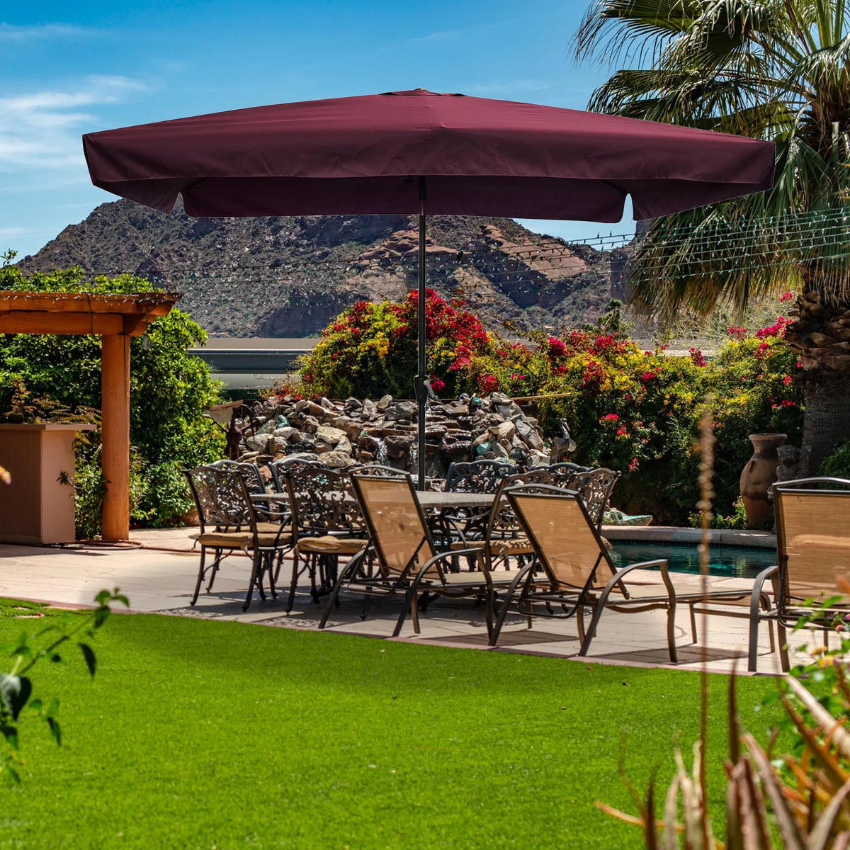 10 Ft 3 Tier Patio Umbrella with Crank Handle R406913