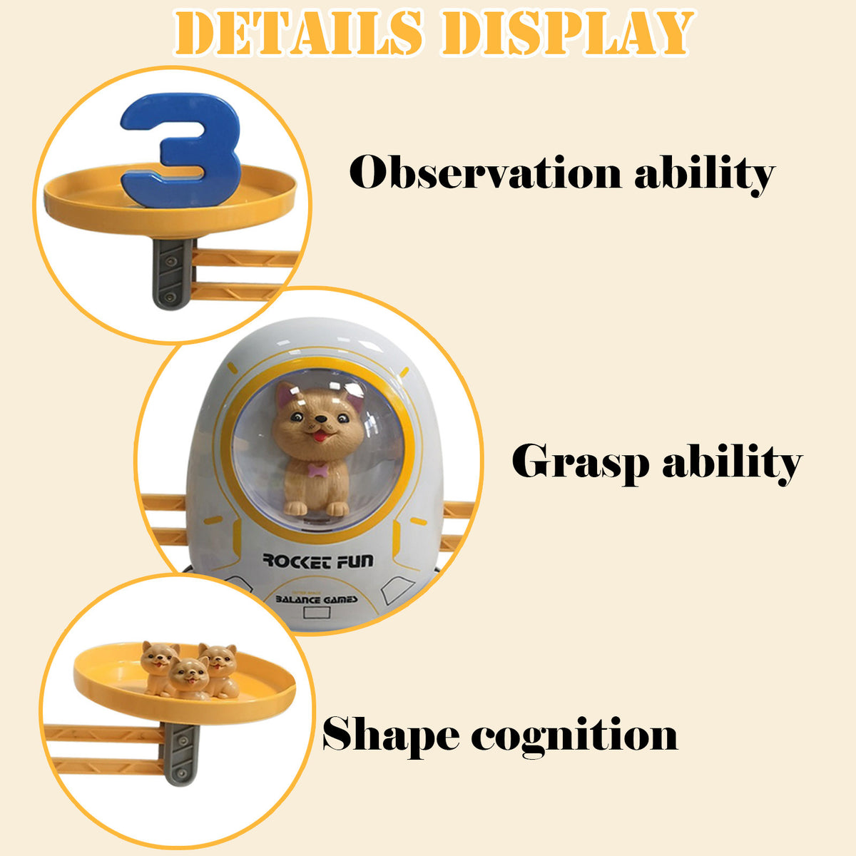 White Elephant Gifts for Toddler Spaceship & Dog Educational Counting Math Game Number Learning Toy B68783