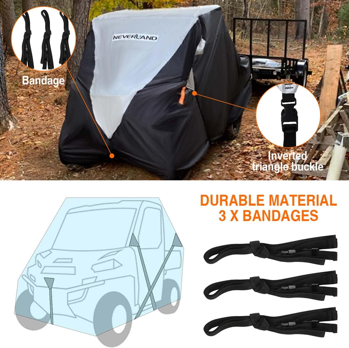 UTV Cover Waterproof 420D Heavy Duty Pack of 2 M266915