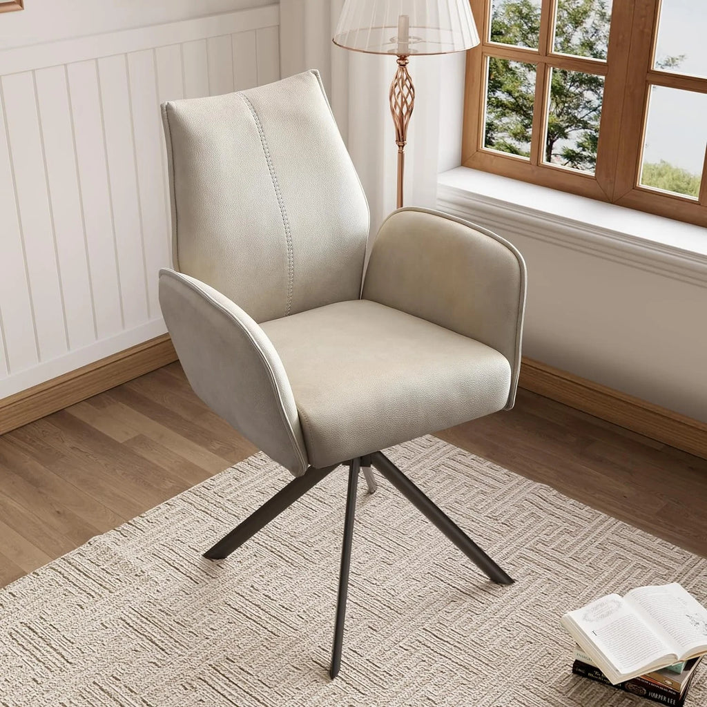 Modern Desk Chair no Wheel Ergonomic Office Chair Swivel Arm Chairs with Metal Legs E4739