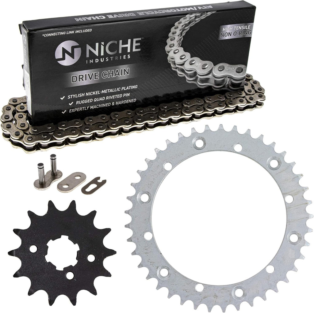 Drive Sprocket Chain Combo Front 14 Rear 41 Tooth 520NZ Standard 104 Links Pack of 2 Y4491