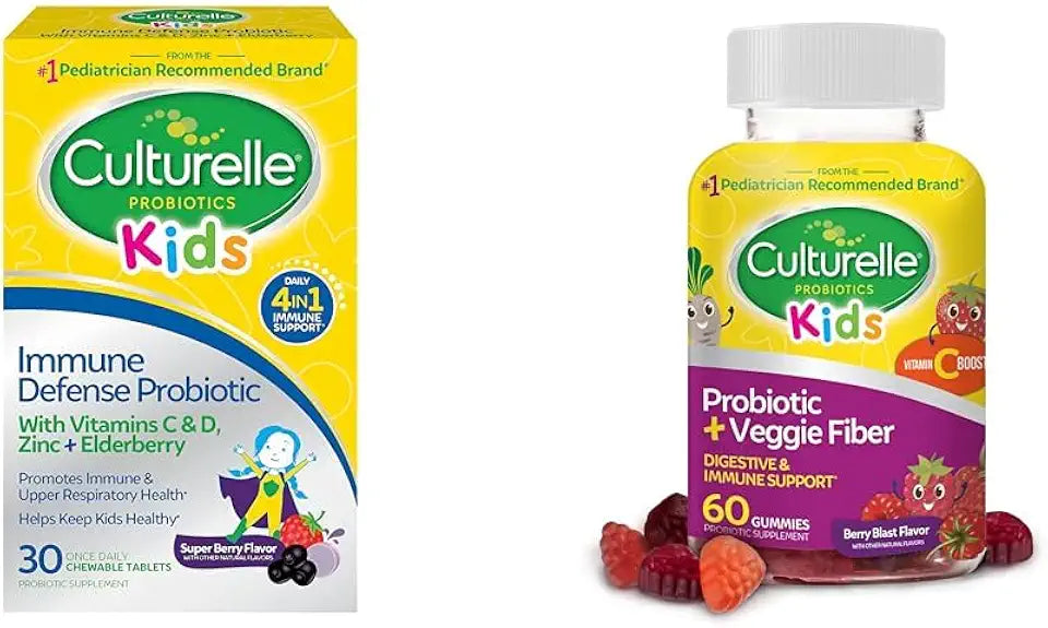 Probiotic with Vitamin C, Vitamin D and Zinc + Daily Probiotic for Kids + Veggie Fiber Gummies V3377