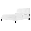 Queen Size White Velvet Platform Bed Frame H47731