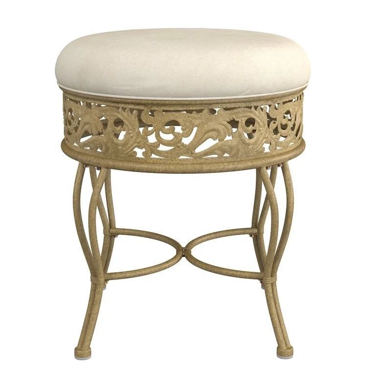 Antique Beige Upholstered Vanity Stool R61333