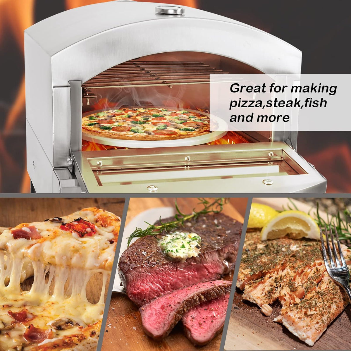 Portable Propane Outdoor Pizza Oven with 14in Pizza Stone M971631