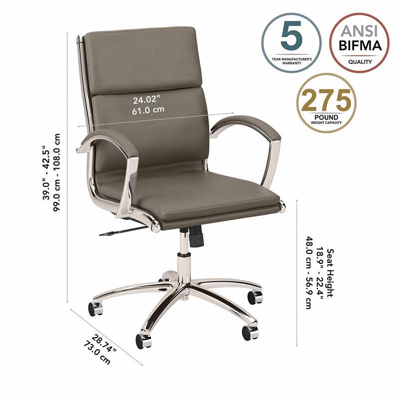 Washed Gray Leather Executive Office Chair V632502