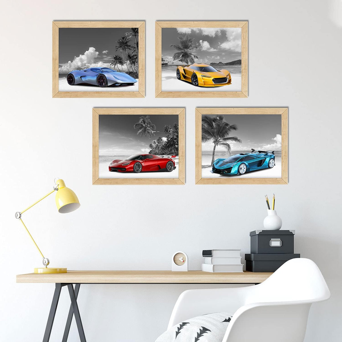 Set of 4 Unframed Black and White Car Posters (8x10in) N381249