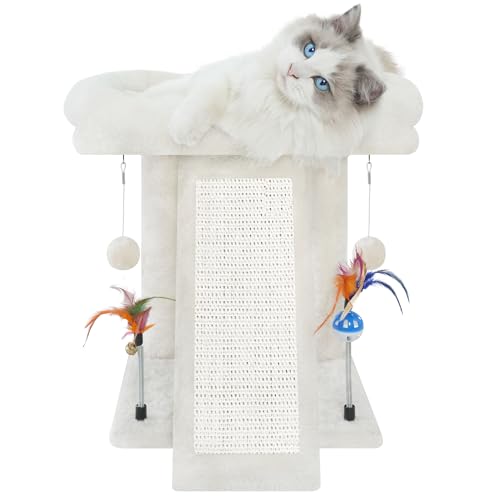 Cat Tree Tower with Scratching Post and Toy Balls, Grey O250856