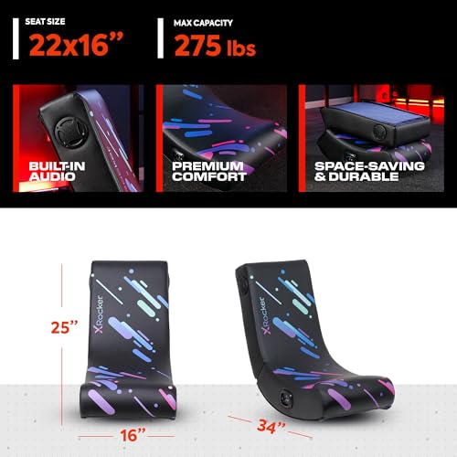 Foldable Video Gaming Floor Rocker Chair with Built-in Audio Speakers A56284