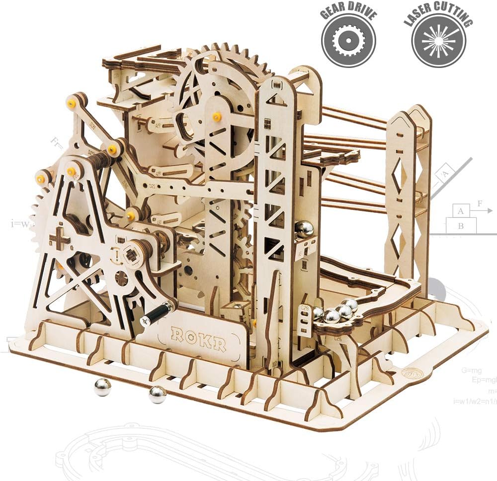 3D Wooden Puzzle Mechanical Gears Marble Run Model Kit G35257