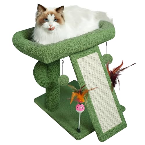 Cat Tree Tower with Scratching Post and Toy Balls, Grey O250856