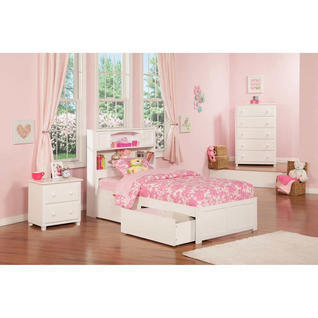 White Twin XL Foot Board with 2 Drawers M636