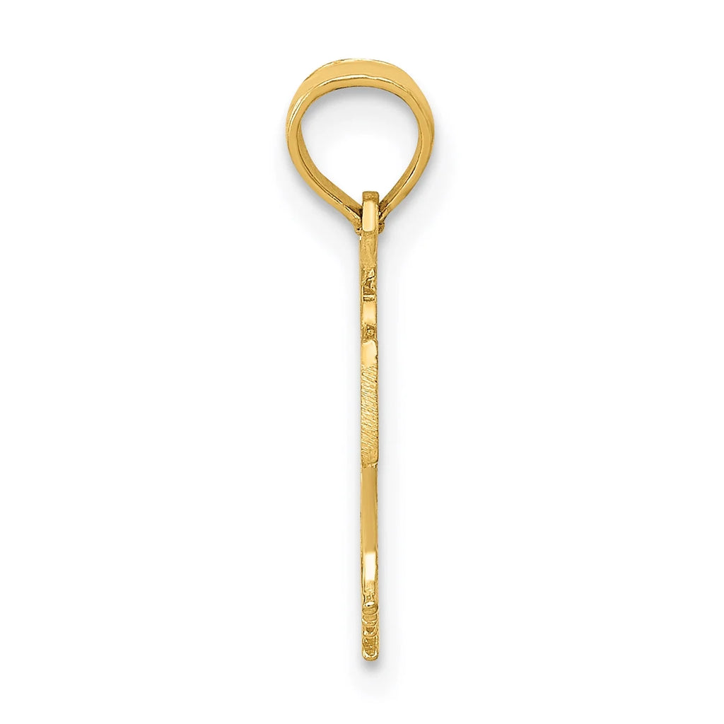 10K Yellow Gold Basketball In Net Pendant Charm with 14K Yellow Gold Rope Chain Necklace 18'' K322